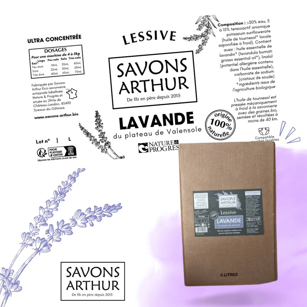 Étiquette lessive Lavande bio Savons Arthur