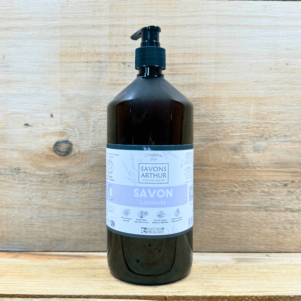 Savon liquide lavande pour les peaux mixtes et délicates. D'origine 100% naturelle